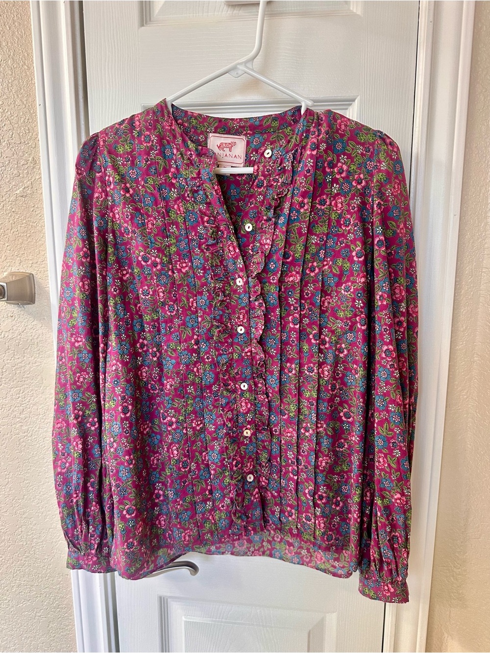 Banjanan Purple Floral Button-Up Blouse